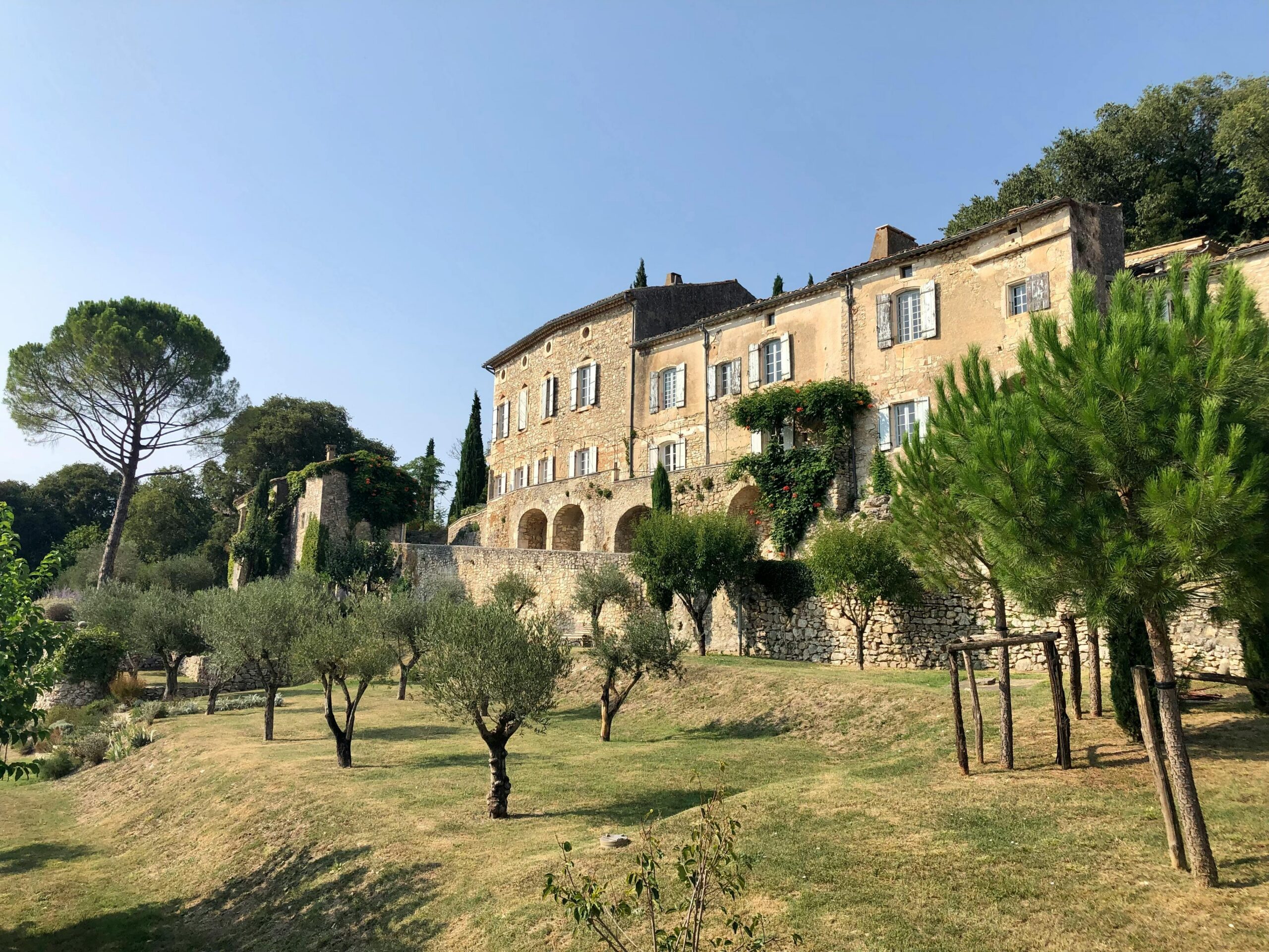 Charming Mediterranean villa surrounded by olive trees and natural landscape.
